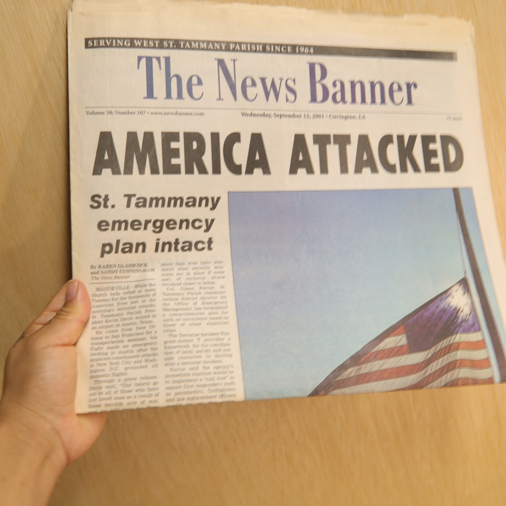 The News Banner September 12 2001 Newspaper America Attacked 9/11 History
